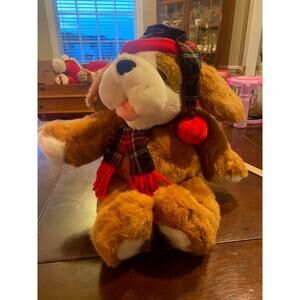 Vintage St Bernard Puppy Dog Stuffed Animal Plush Digby and Dexter Christmas